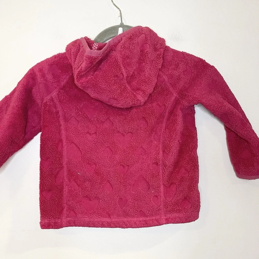 REI Fleece Zip Fleece Sweatshirt Top Hoodie Hot Pink Heart Valentine's Day 2T